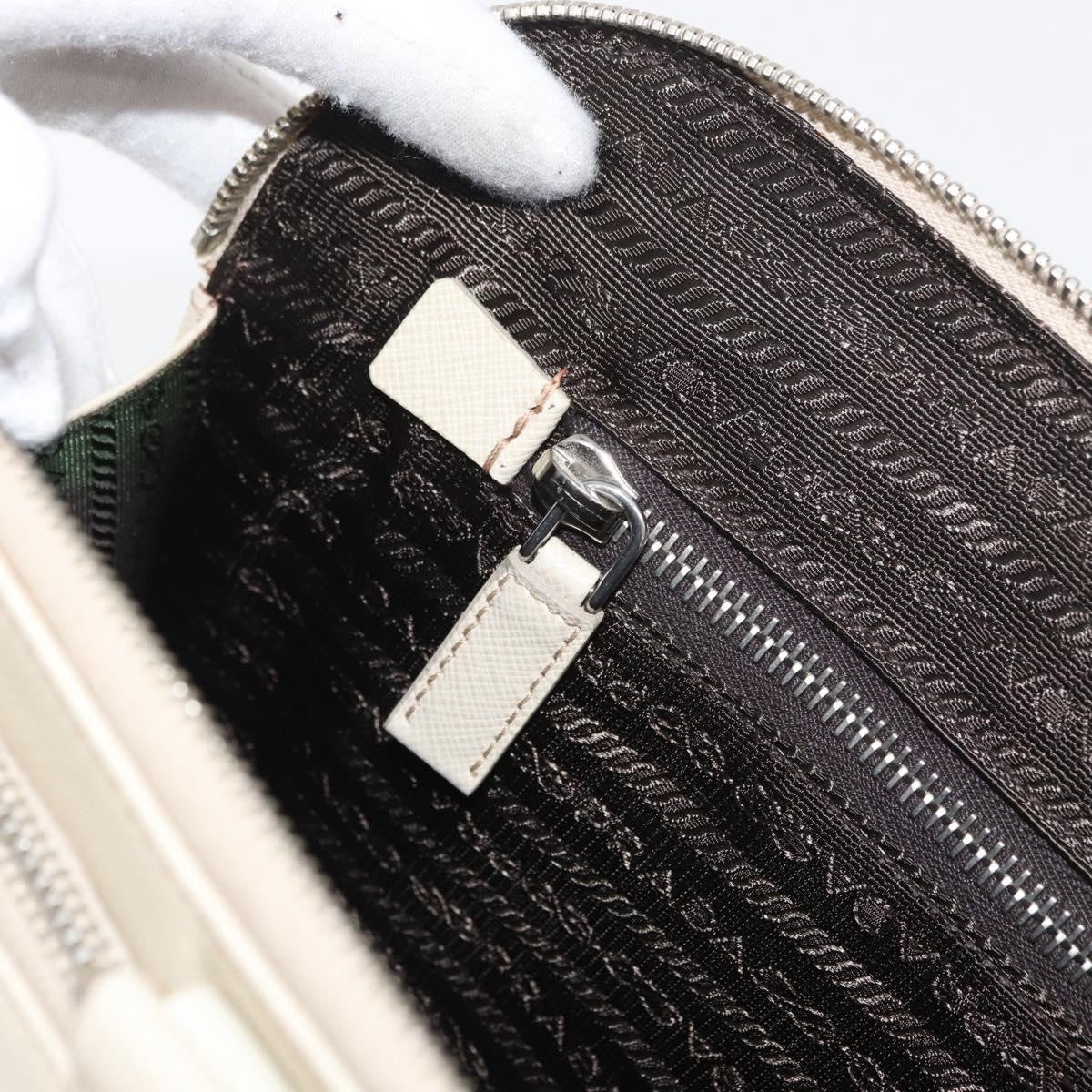 Prada Convertible Travel Saffiano Leather Beige Leather Briefcase Bag (Pre-Owned)