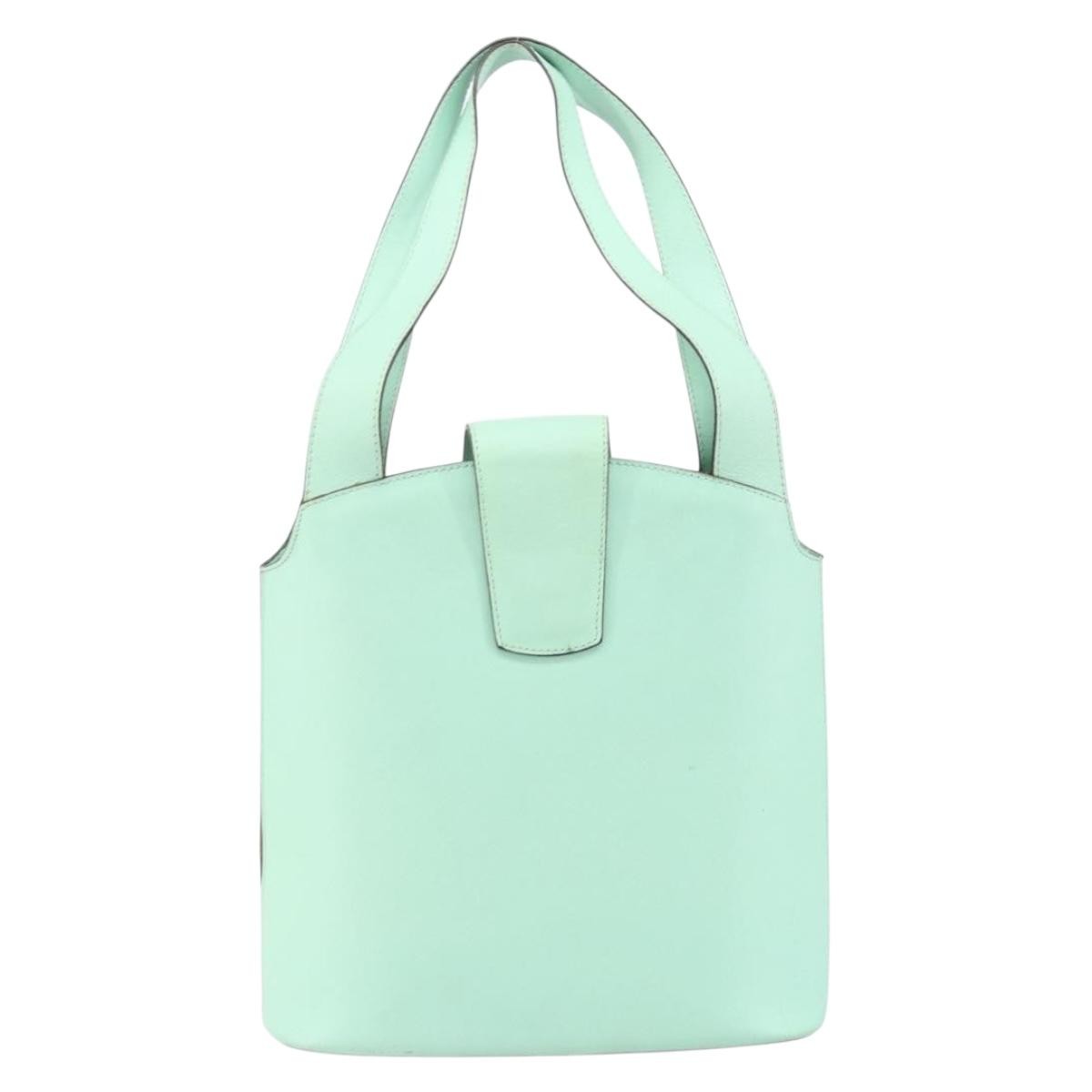 Celine Circle Logo Leather Green Leather Handbag (Pre-Owned)