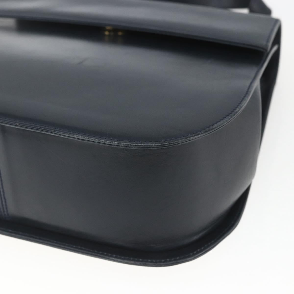 Salvatore Ferragamo Gancini Leather Navy Leather Shoulder Bag Bag (Pre-Owned)