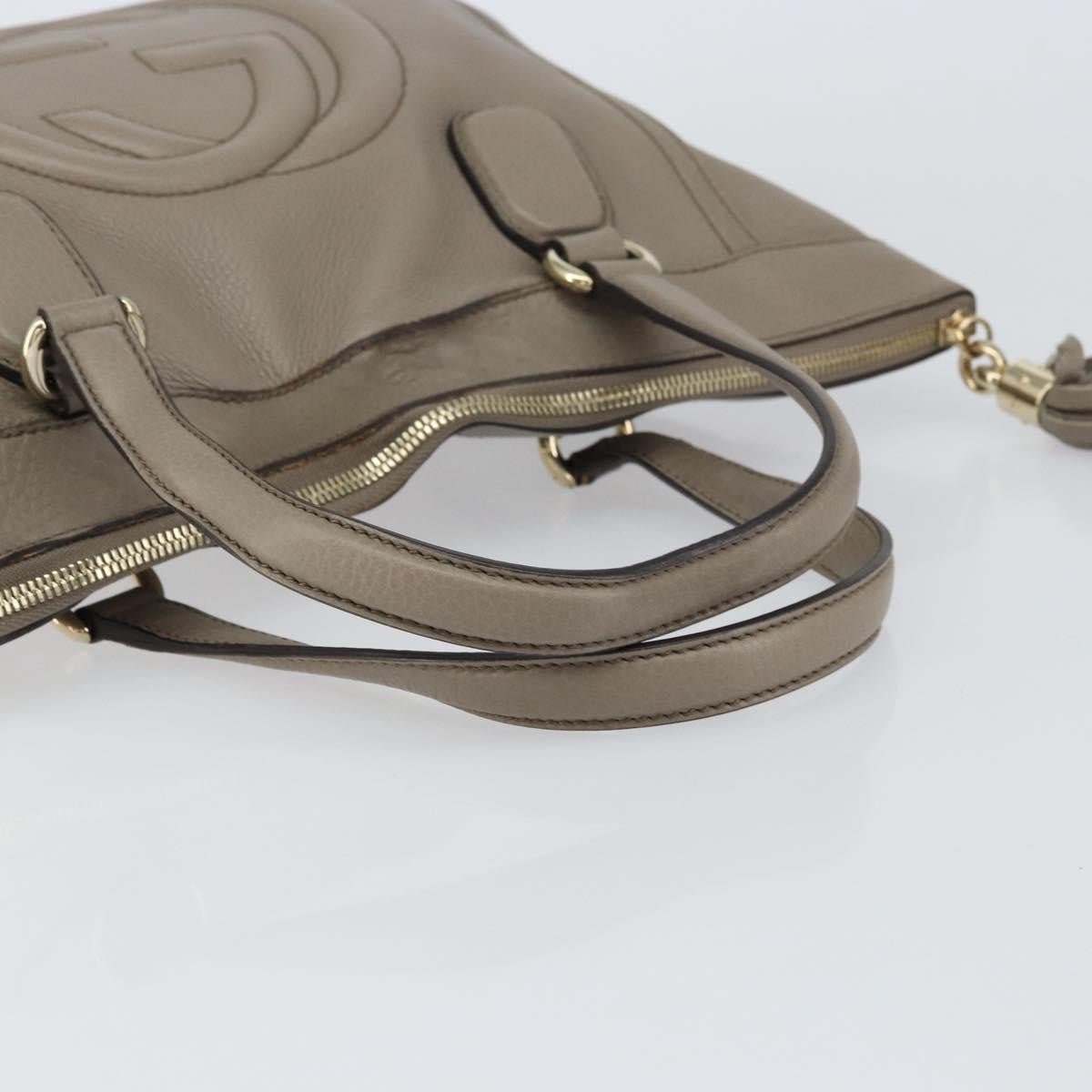 Gucci Soho Convertible Soft Top Handle Leather Gray Leather Handbag (Pre-Owned)