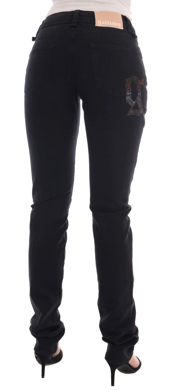 John Galliano Black Cotton Denim Stretch Regular Fit Women's Jeans
