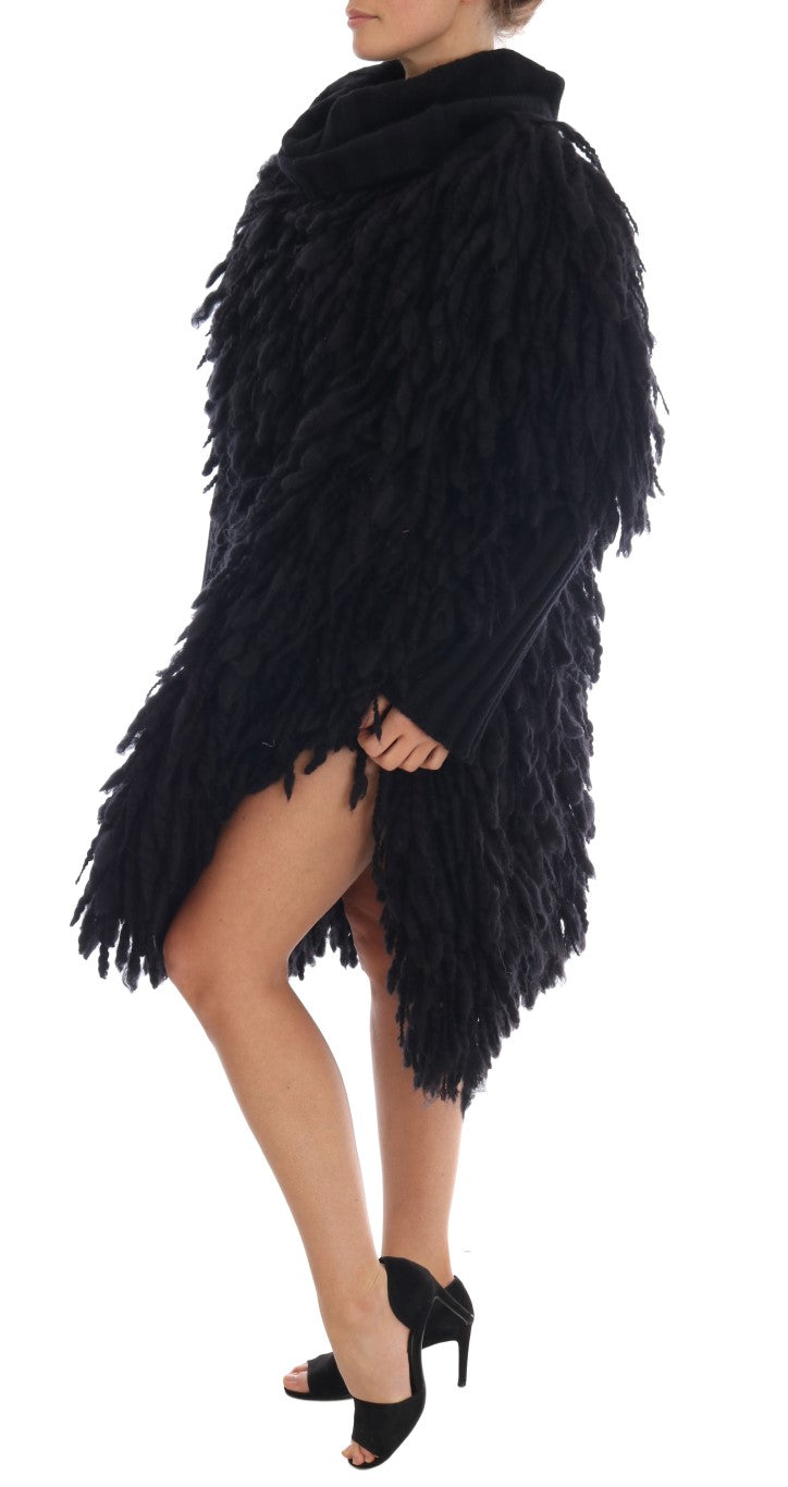 Dolce & Gabbana Black Fringes Wool Pullover Women's Sweater