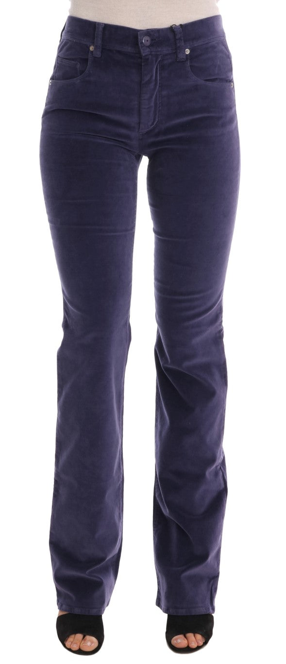 Ermanno Scervino Purple Corduroy Stretch Bootcut Women's Pants
