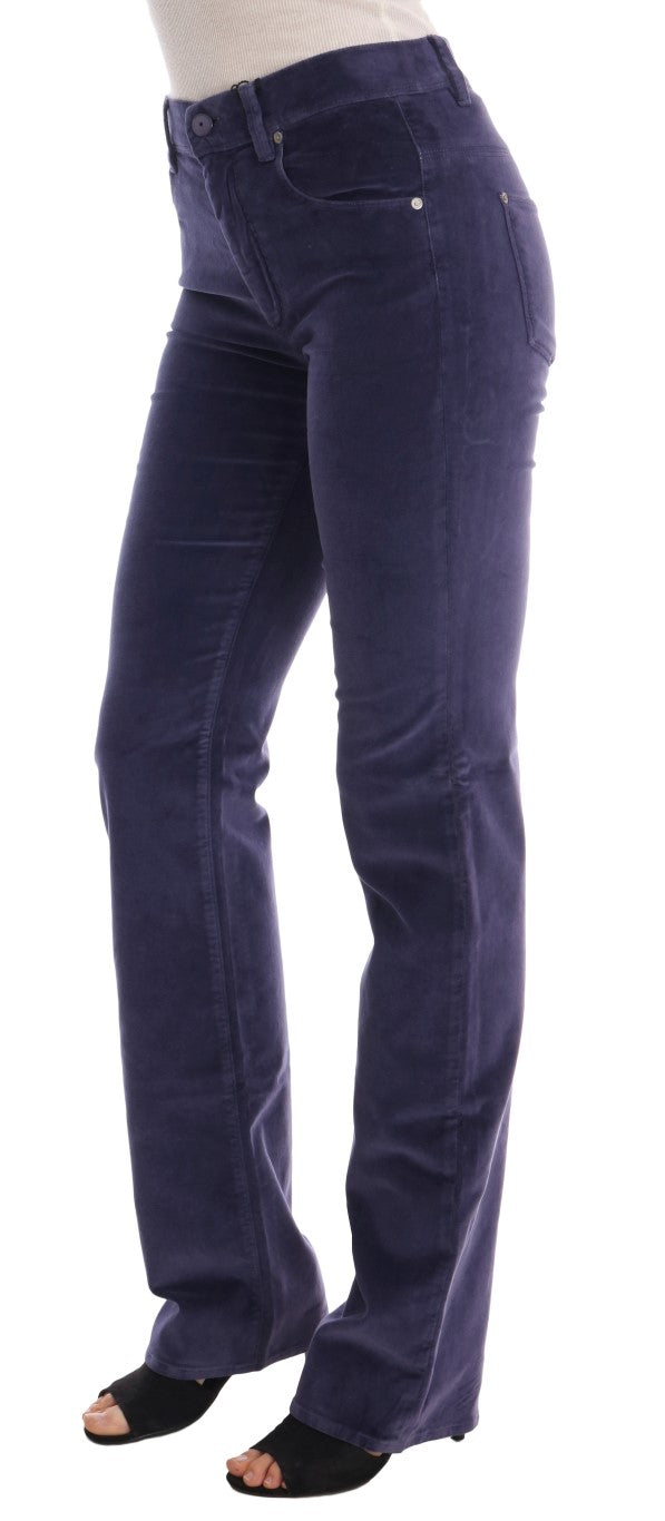 Ermanno Scervino Purple Corduroy Stretch Bootcut Women's Pants