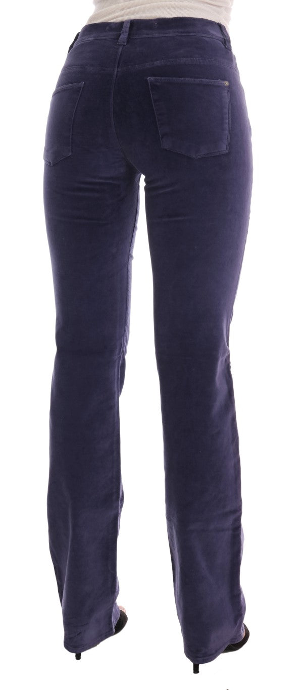 Ermanno Scervino Purple Corduroy Stretch Bootcut Women's Pants
