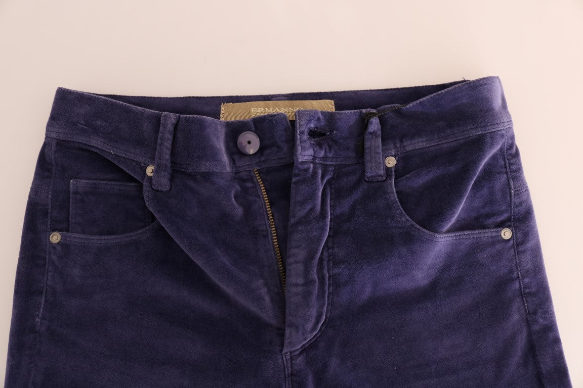 Ermanno Scervino Purple Corduroy Stretch Bootcut Women's Pants