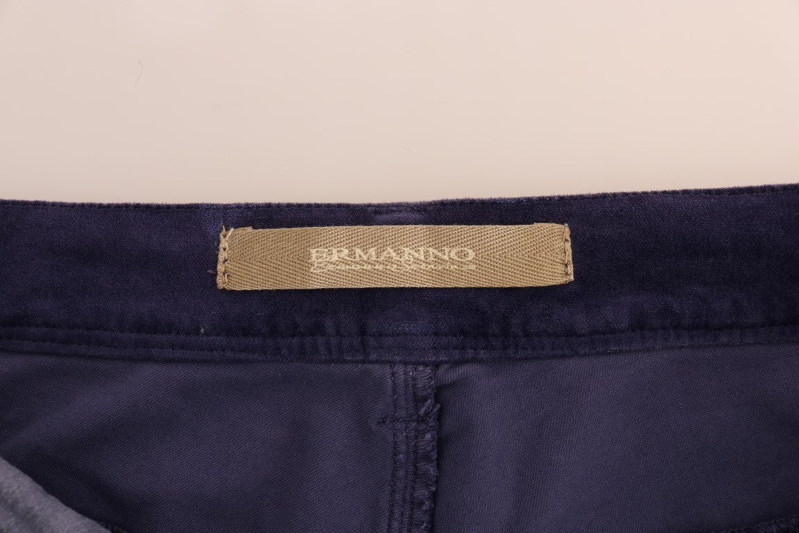 Ermanno Scervino Purple Corduroy Stretch Bootcut Women's Pants