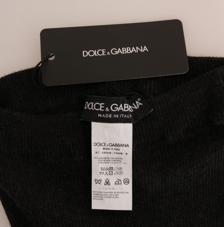 Dolce & Gabbana Gray Cashmere Ribbed Stretch Women's Tights