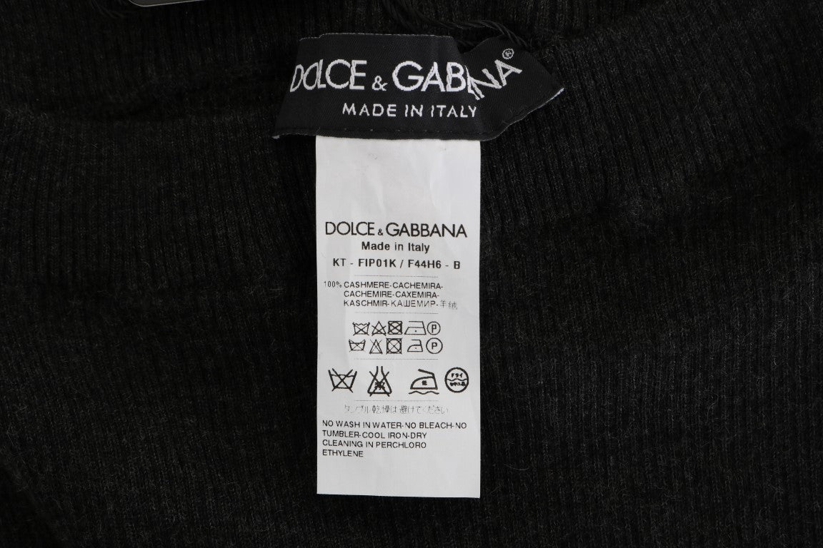Dolce & Gabbana Gray Cashmere Ribbed Stretch Women's Tights