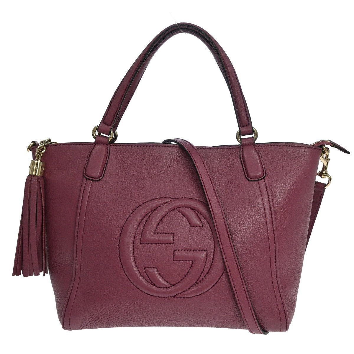 Gucci Soho Convertible Top Handle Leather Purple Leather Handbag (Pre-Owned)