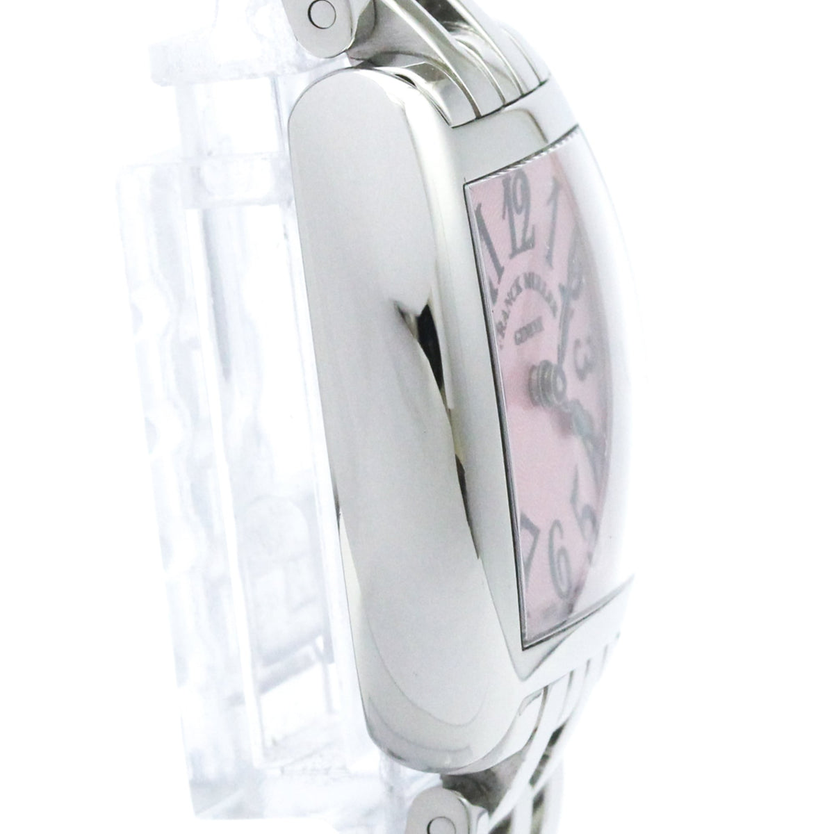 Franck Muller Cintree Curvex Quartz White Gold And Crocodile With Diamond Bezel Watch (Pre-Owned)