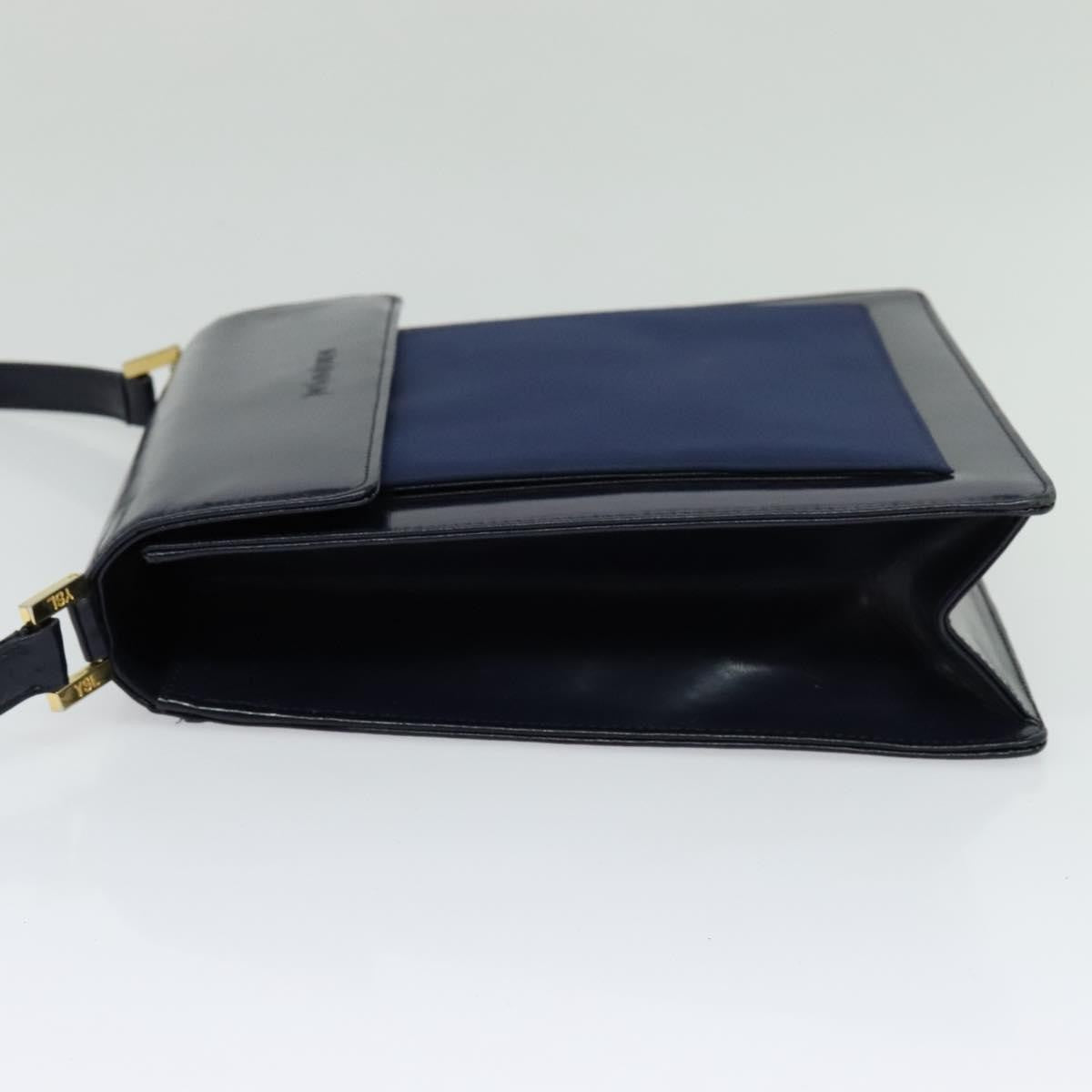 Saint Laurent Vintage Flap Leather Black Leather Shoulder Bag Bag (Pre-Owned)
