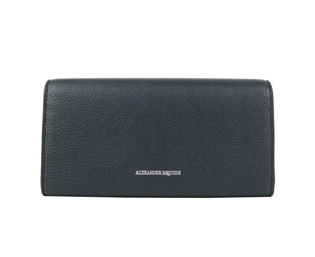 Alexander McQueen Women's Dark Blue Leather Continental Wallet 492594 4006