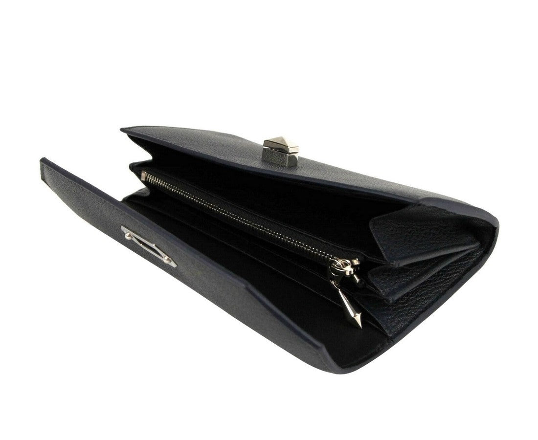 Alexander McQueen Women's Dark Blue Leather Continental Wallet 492594 4006