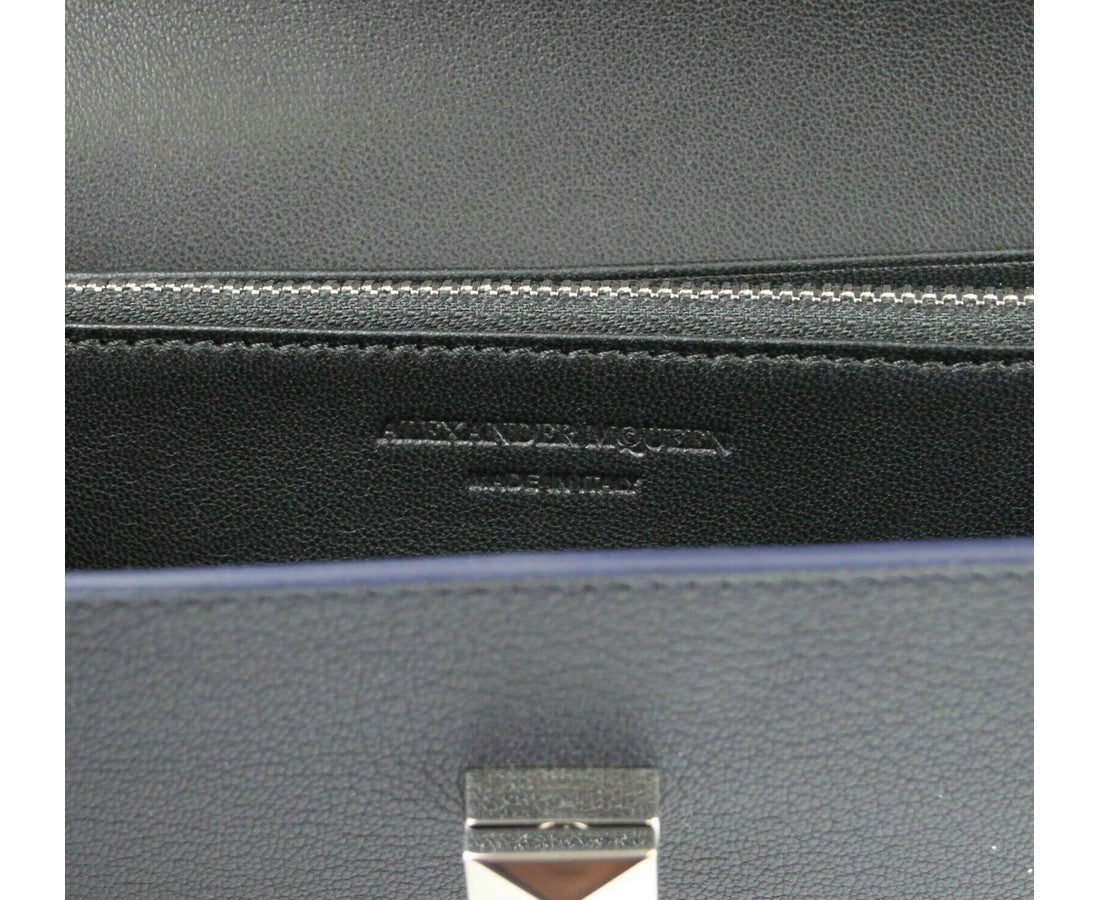 Alexander McQueen Women's Dark Blue Leather Continental Wallet 492594 4006