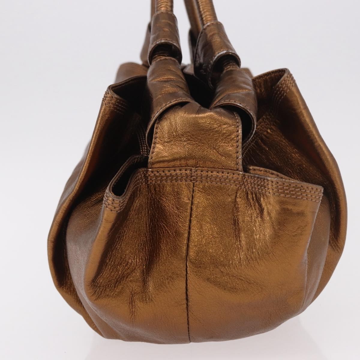 Loewe Anagram Logo Nappa Aire Hand Leather Gold Leather Handbag (Pre-Owned)