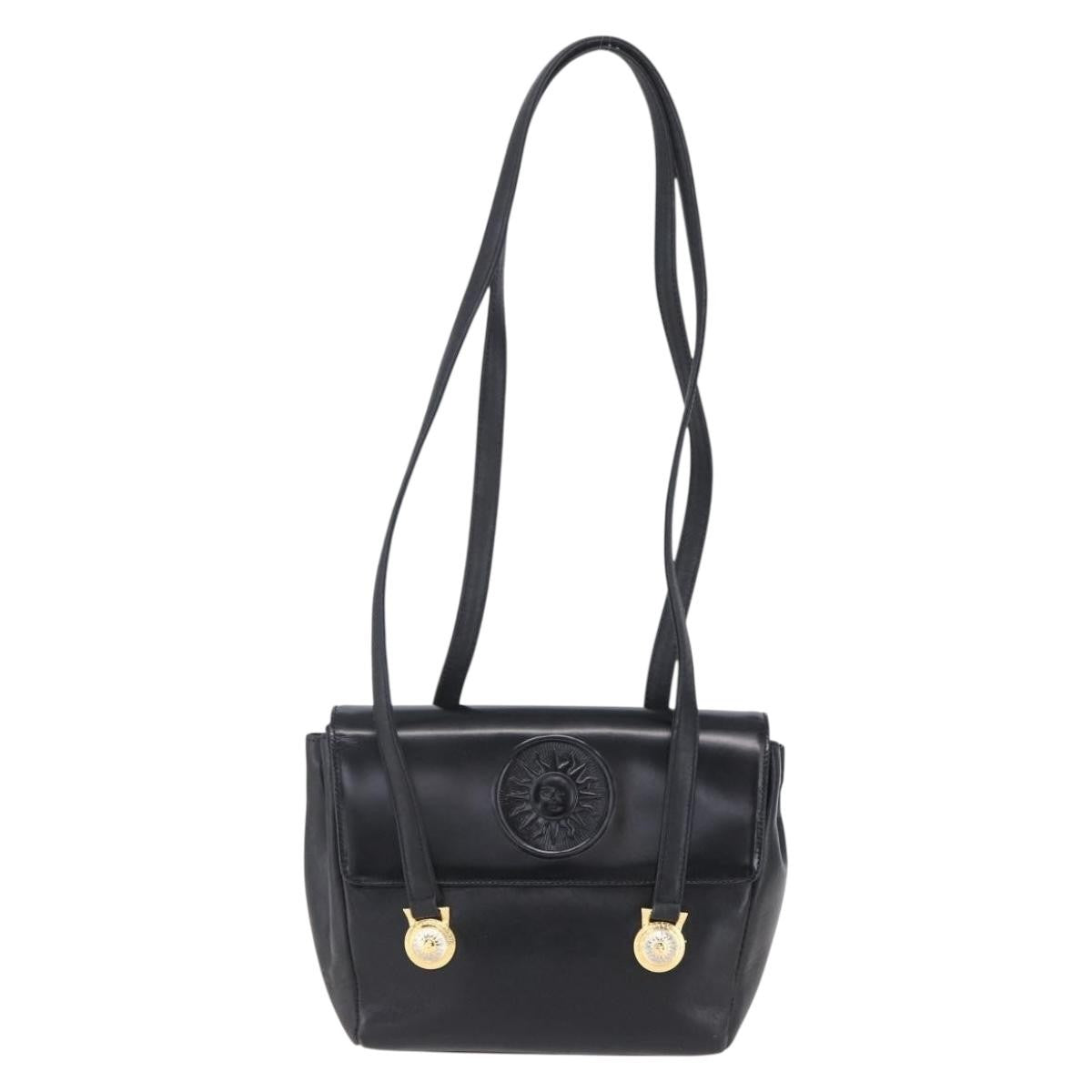 Versace Vintage Leather Black Leather Shoulder Bag Bag (Pre-Owned)