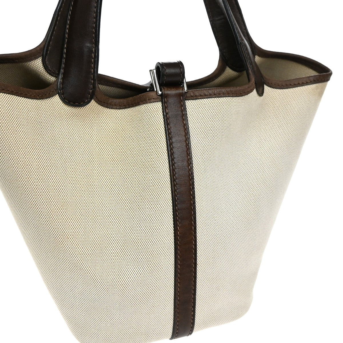 Hermes Picotin Toile And Leather Beige Canvas Bag (Pre-Owned)