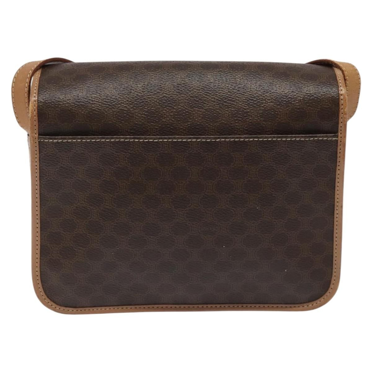 Celine Vintage Macadam Canvas And Leather Brown Canvas Shoulder Bag Bag (Pre-Owned)