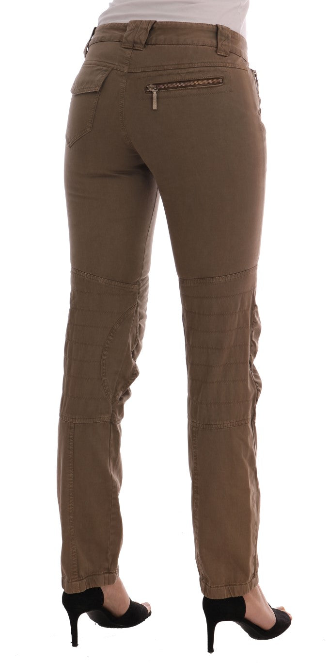 Ermanno Scervino Brown Cotton Casual Slim Fit Women's Pants