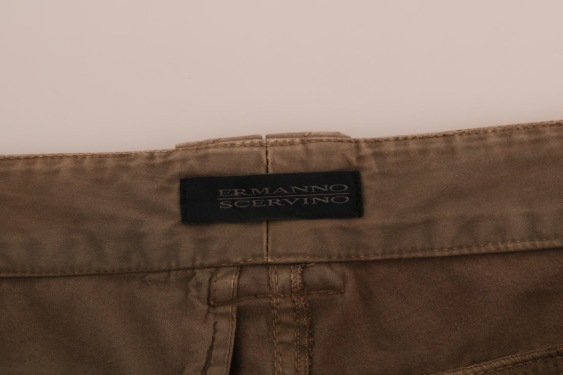 Ermanno Scervino Brown Cotton Casual Slim Fit Women's Pants