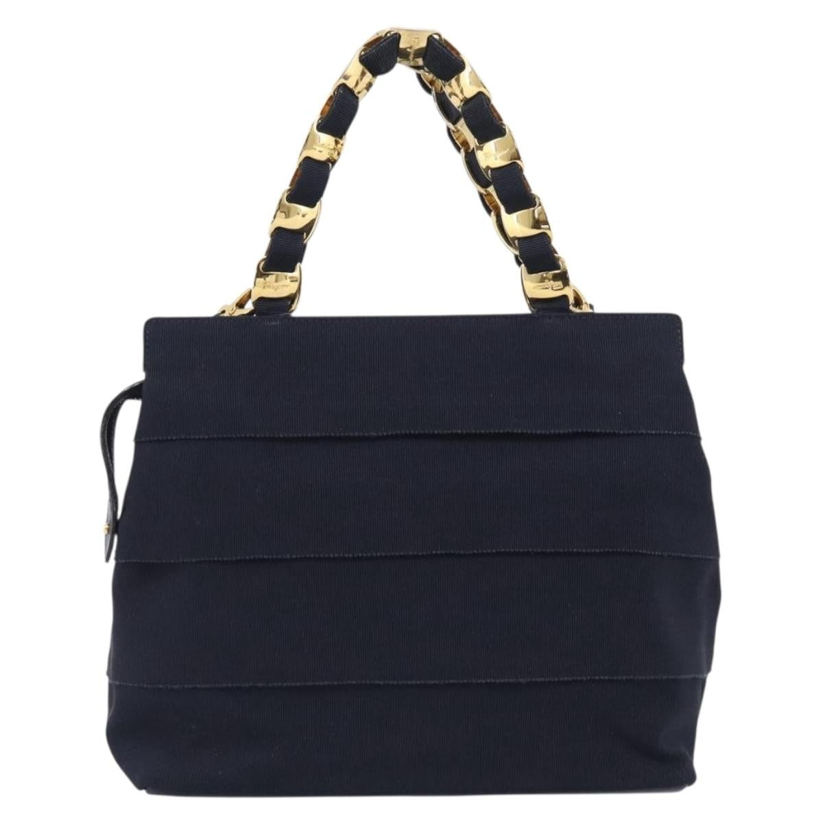 Salvatore Ferragamo Vala Canvas Navy Canvas Shoulder Bag Bag (Pre-Owned)