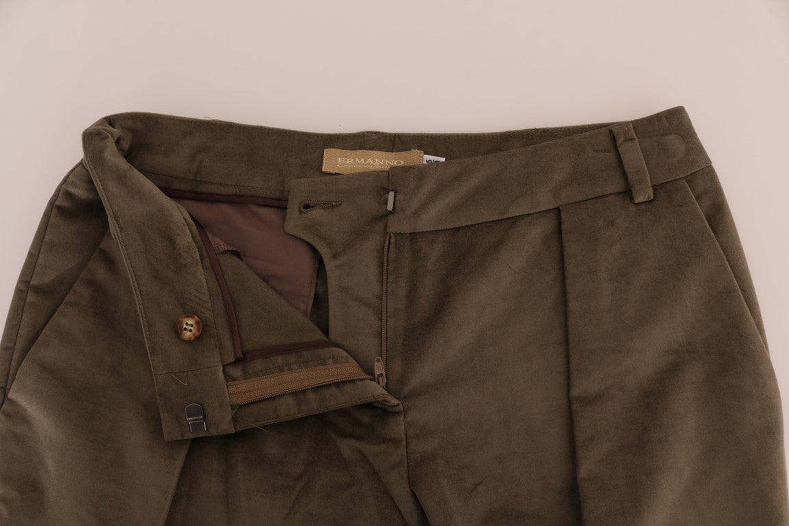 Ermanno Scervino Brown Velvet Bermuda Women's Shorts