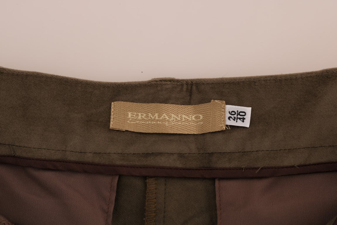 Ermanno Scervino Brown Velvet Bermuda Women's Shorts