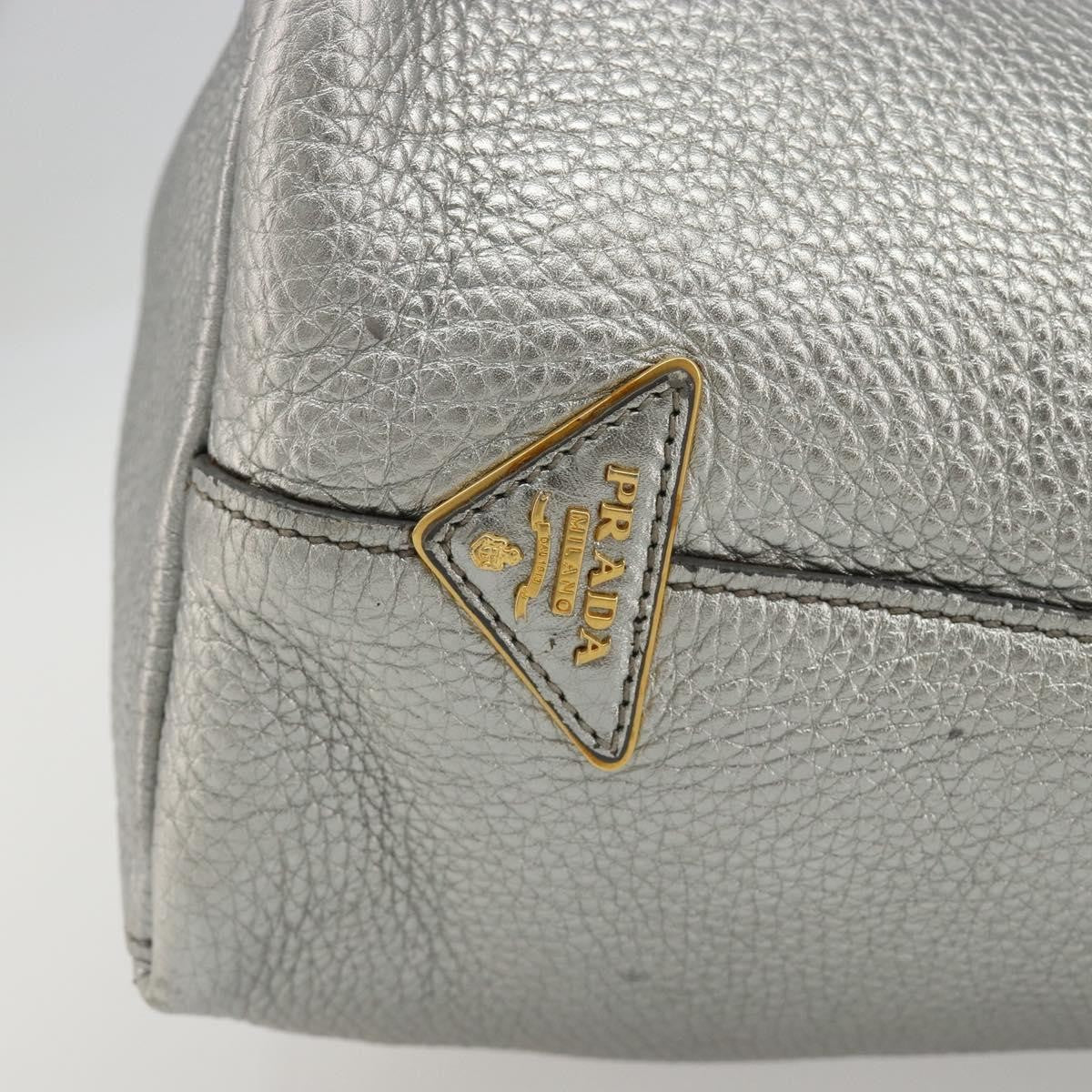 Prada Vintage Tote Leather Silver Leather Tote Bag Bag (Pre-Owned)