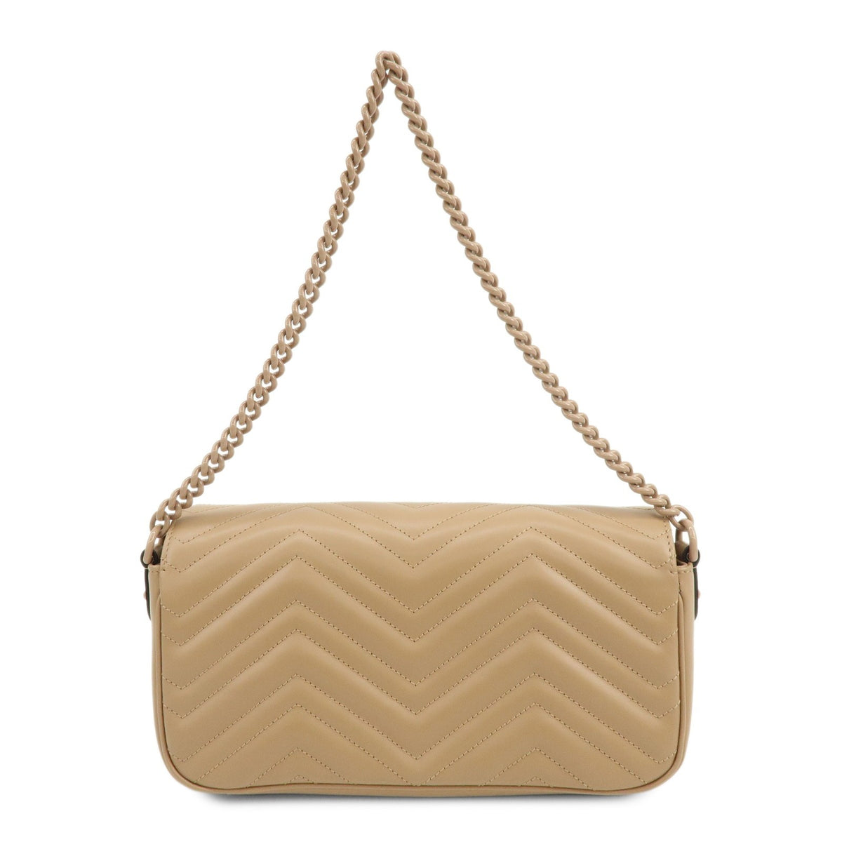 Gucci Gg Marmont Monochrome Chain Matelasse Leather Beige Leather Crossbody Bag Bag (Pre-Owned)
