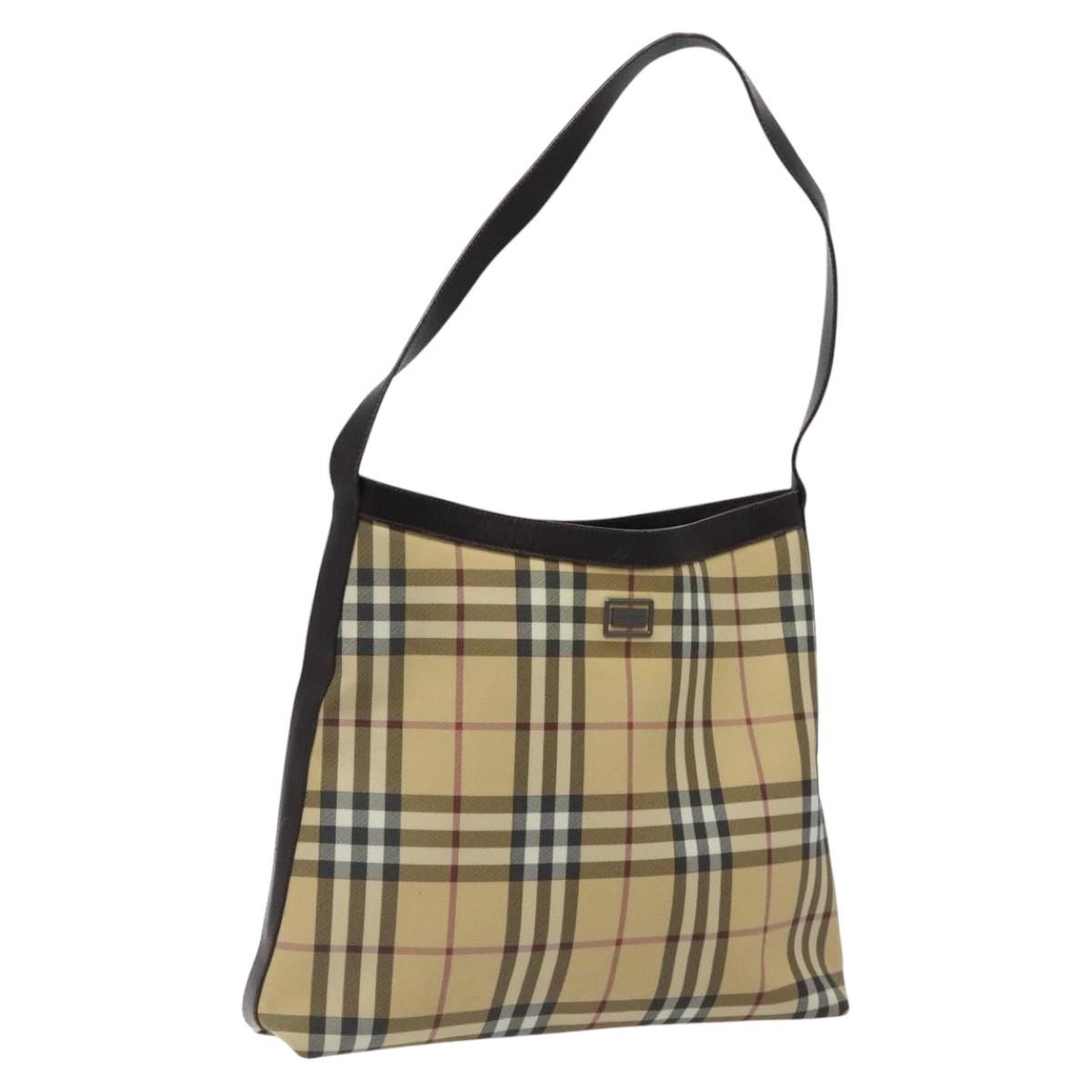 Burberry Nova Check Canvas And Leather Beige Canvas Shoulder Bag Bag (Pre-Owned)