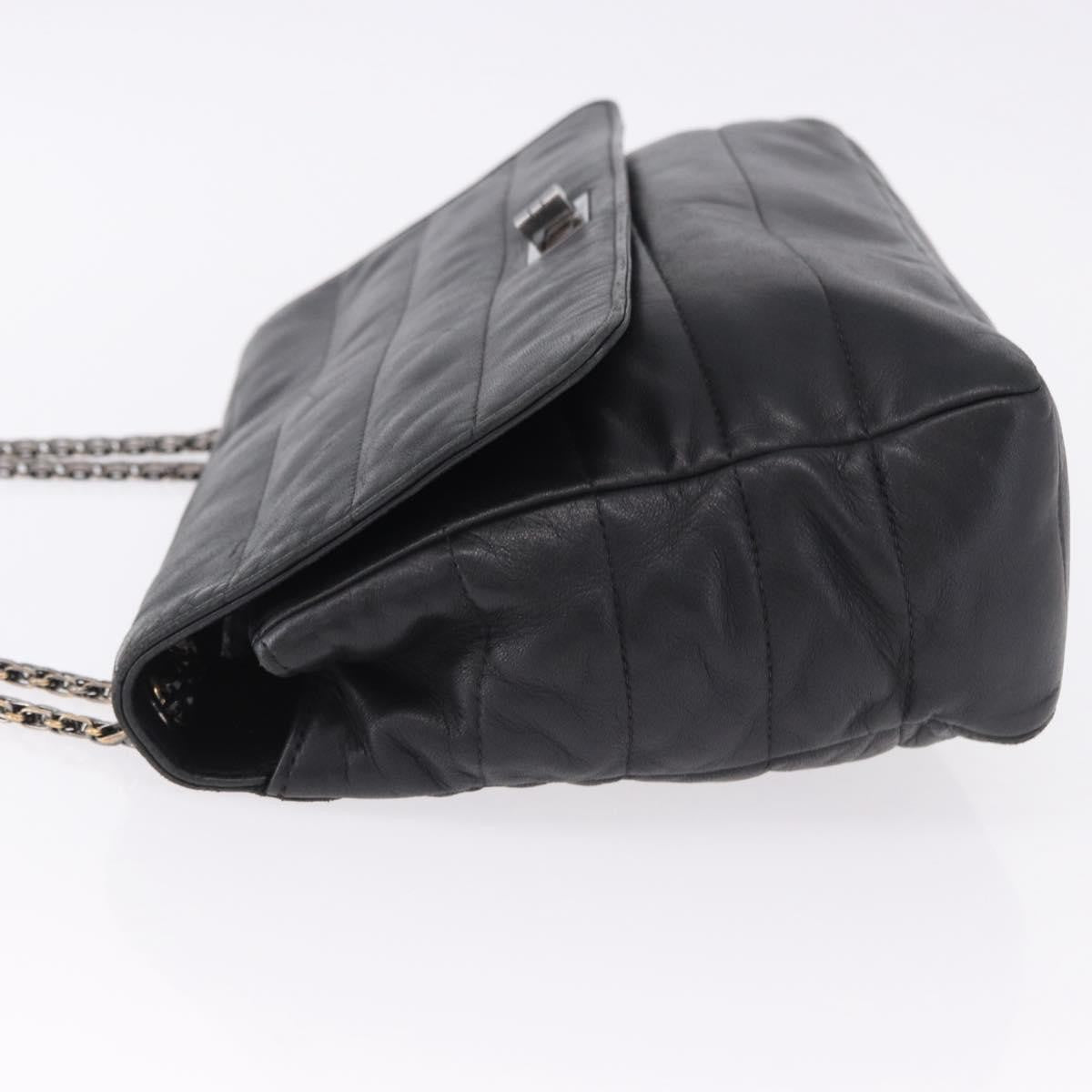 Chanel Vintage Reissue Flap Horizontal Quilt Lambskin Black Leather Shoulder Bag Bag (Pre-Owned)