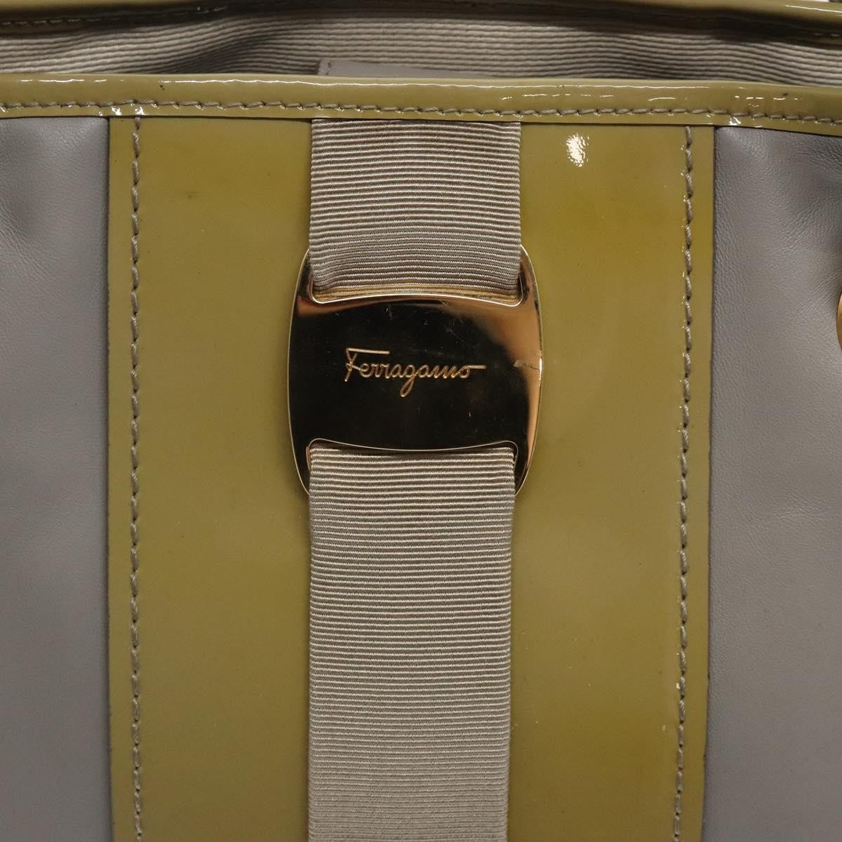 Salvatore Ferragamo Vala Leather Gray Leather Handbag (Pre-Owned)