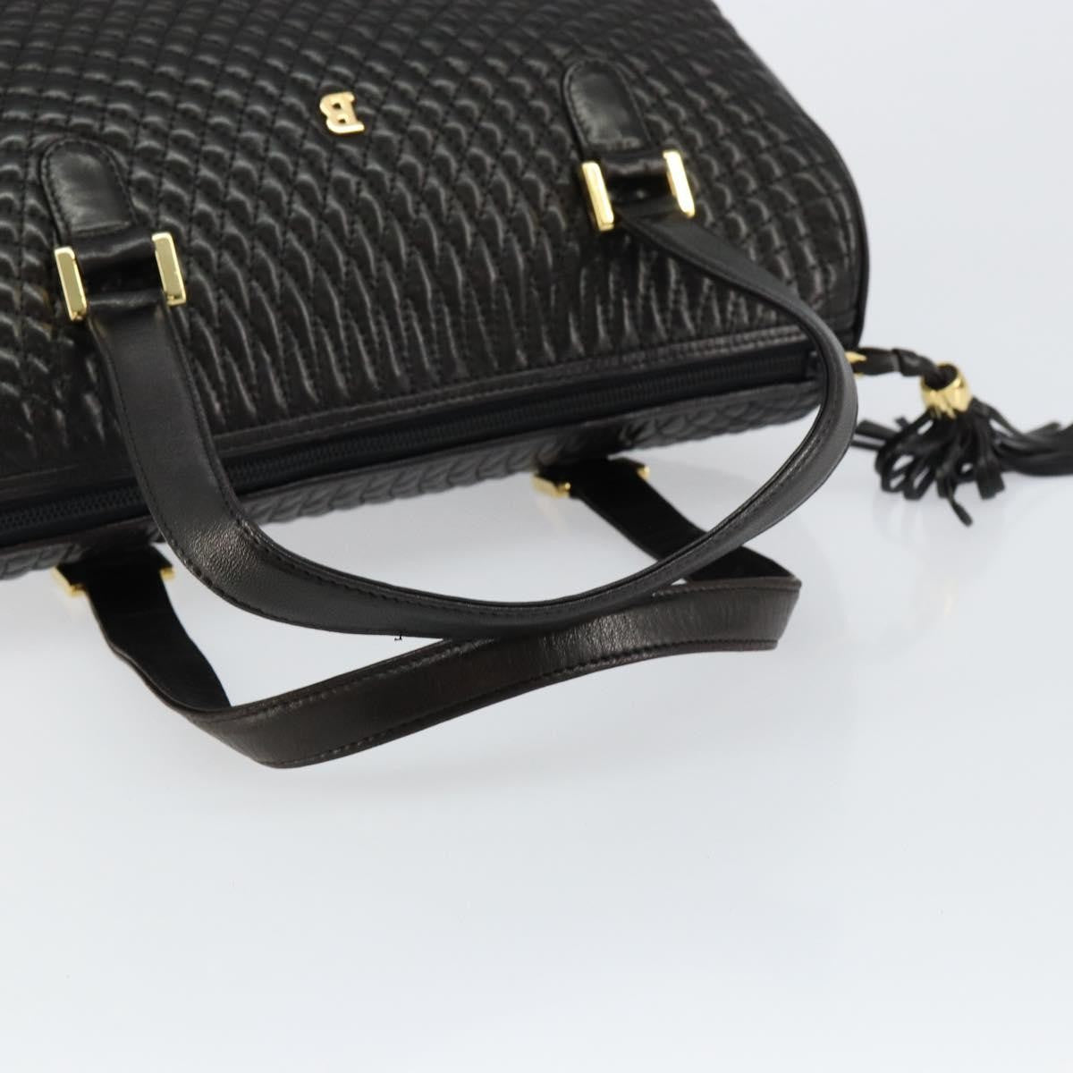 Bally Vintage Quilted Leather Black Leather Handbag (Pre-Owned)
