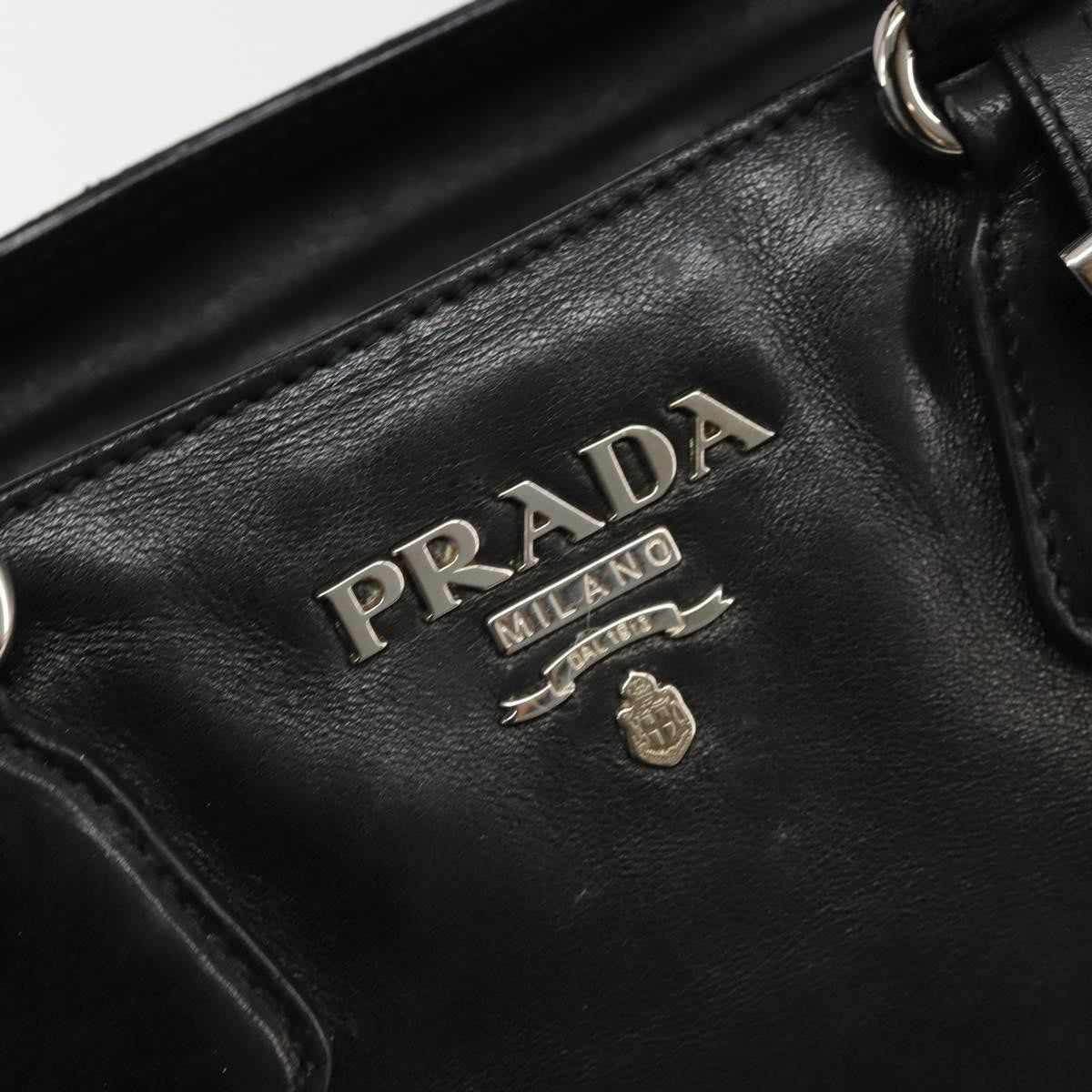 Prada Vitello Daino Convertible Tote Vitello Daino Black Leather Handbag (Pre-Owned)