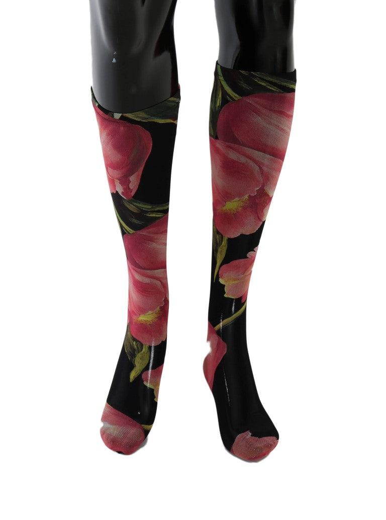 Dolce & Gabbana Multicolor Floral Tulip Nylon Women's Socks