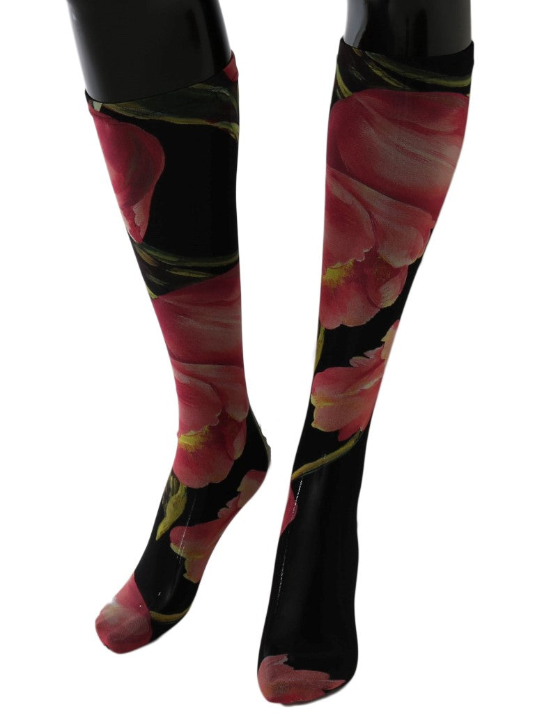 Dolce & Gabbana Multicolor Floral Tulip Nylon Women's Socks