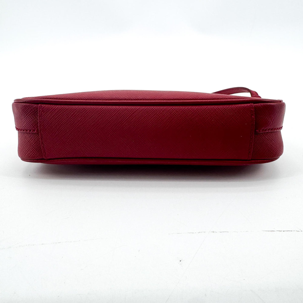 Prada Zip Saffiano Leather Red Leather Shoulder Bag Bag (Pre-Owned)