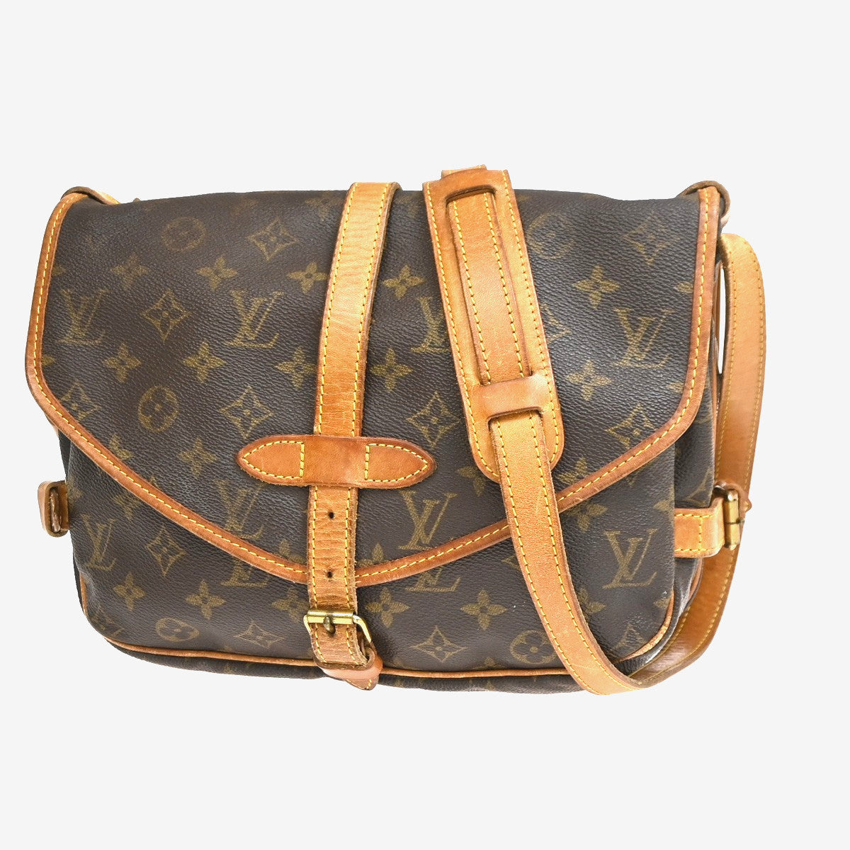 Louis Vuitton Saumur Monogram Canvas Brown Canvas Shoulder Bag Bag (Pre-Owned)