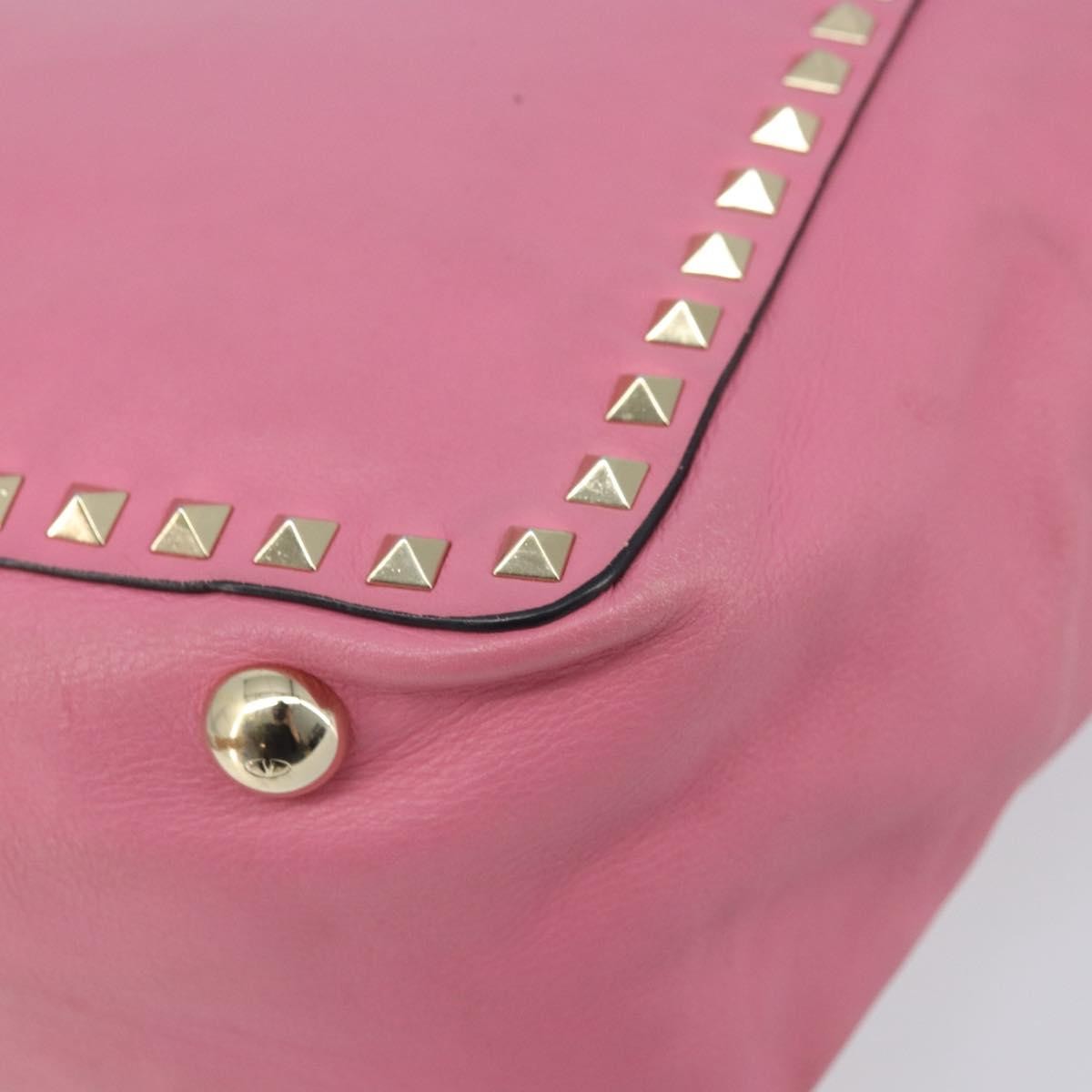 Valentino Garavani Rockstud Tote Soft Leather Pink Leather Tote Bag Bag (Pre-Owned)