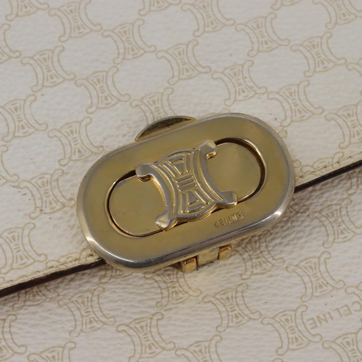 Celine Macadam Shoulder Pvc Leather White Canvas Bag (Pre-Owned)