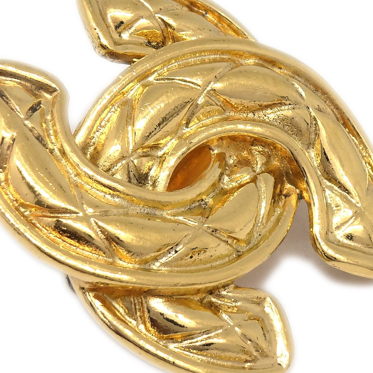 Chanel Cc Clip-On Quilted Metal Gold Gold_Plated Earrings Jewelry (Pre-Owned)