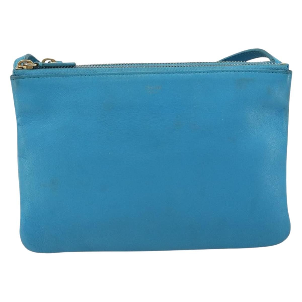 Celine Trio Leather Blue Leather Crossbody Bag Bag (Pre-Owned)