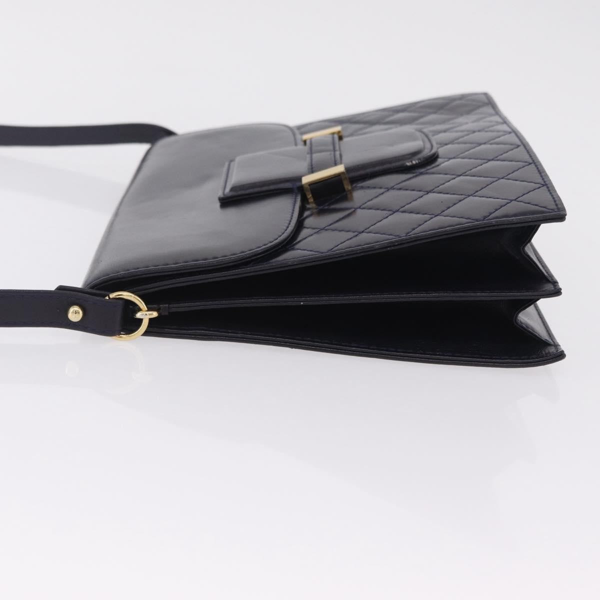 Saint Laurent Vintage Shoulder Bag Leather Navy Leather Shoulder Bag Bag (Pre-Owned)