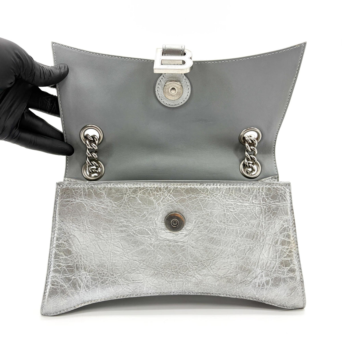 Balenciaga Crush Charm Chain Flap Leather Silver Leather Shoulder Bag Bag (Pre-Owned)