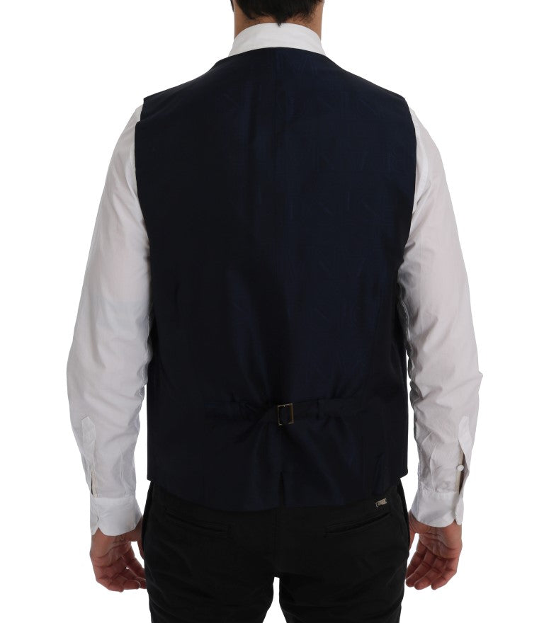 Dolce & Gabbana Blue STAFF Wool Stretch Men's Vest