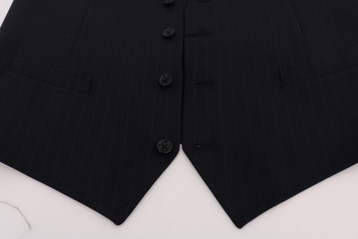 Dolce & Gabbana Blue STAFF Wool Stretch Men's Vest