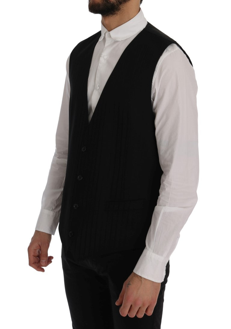 Dolce & Gabbana Black STAFF Wool Stretch Men's Vest