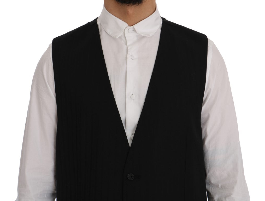 Dolce & Gabbana Black STAFF Wool Stretch Men's Vest