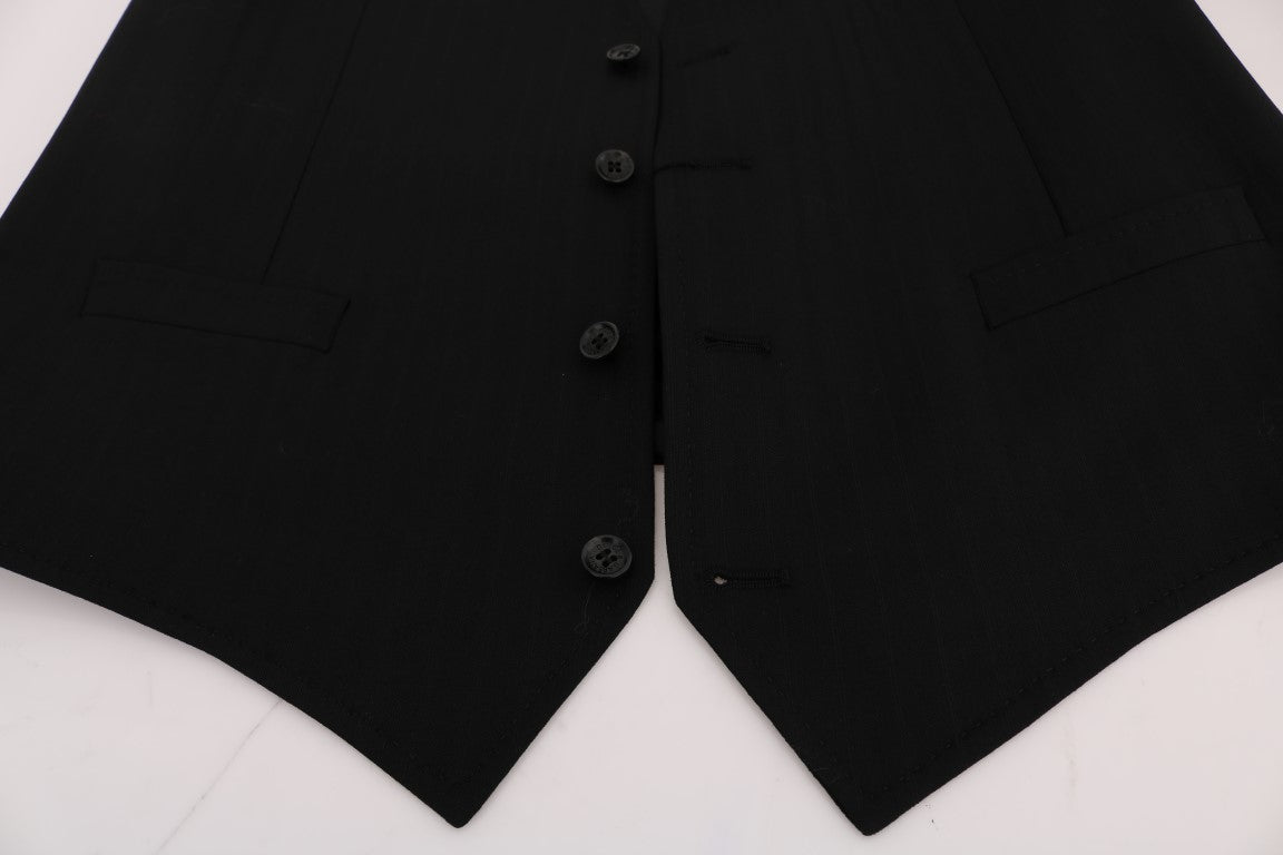 Dolce & Gabbana Black STAFF Wool Stretch Men's Vest